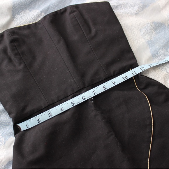 LAST CHANCE Yves Saint Laurent Black Strapless Dress w Metallic Gold Trim - Picture 9 of 10